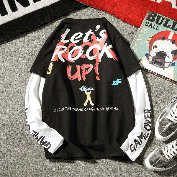 Modern férfi blúz fekete-fehér felirattal