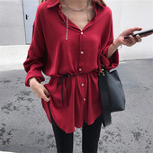 Елегантна дамска туника в син и червен цвят