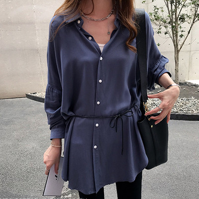 Елегантна дамска туника в син и червен цвят