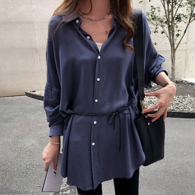 Елегантна дамска туника в син и червен цвят