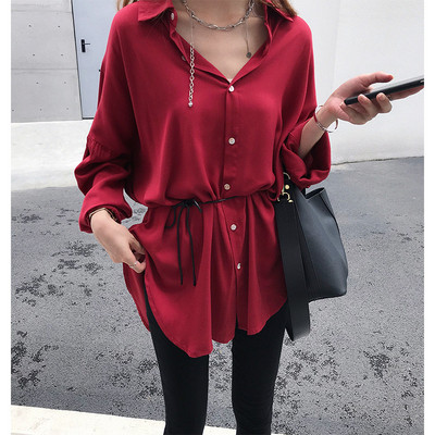 Елегантна дамска туника в син и червен цвят