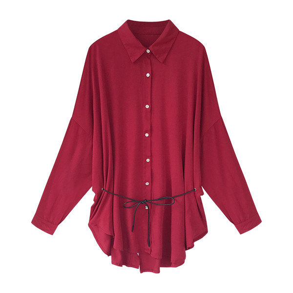 Елегантна дамска туника в син и червен цвят