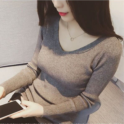 Стилен дамски  пуловер с V-образно деколте в три цвята