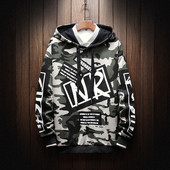 Modern férfi terepszínű pulóver kapucnival két színben