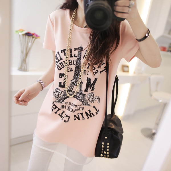 Alkalmi női póló rövid ujjal és rátéttel, két színben