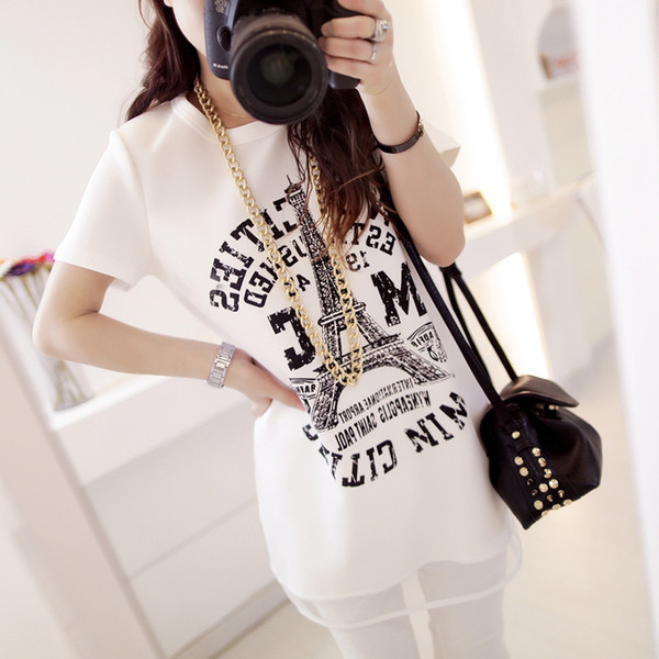 Alkalmi női póló rövid ujjal és rátéttel, két színben