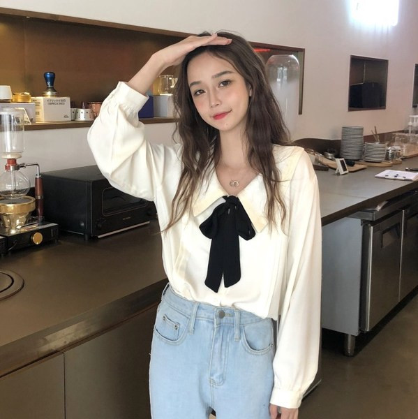 Cămașă retro damă cu panglică în două culori