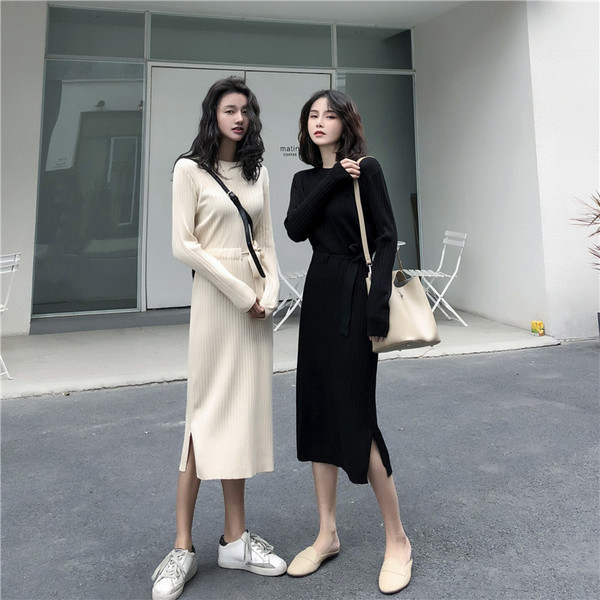 Rochie lungă casual de damă cu centură