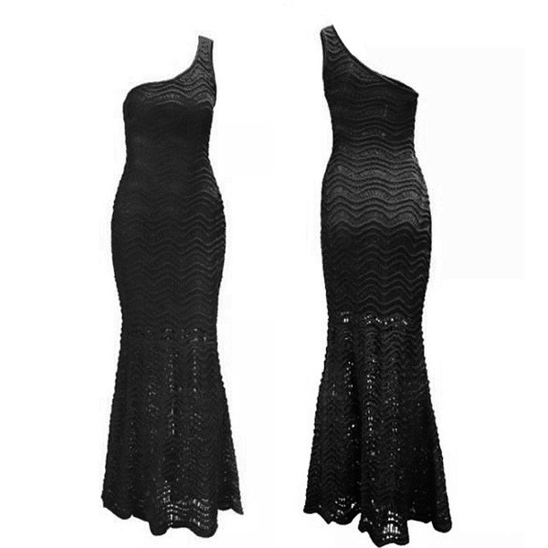 Modern női ruha hosszú modell fekete színben