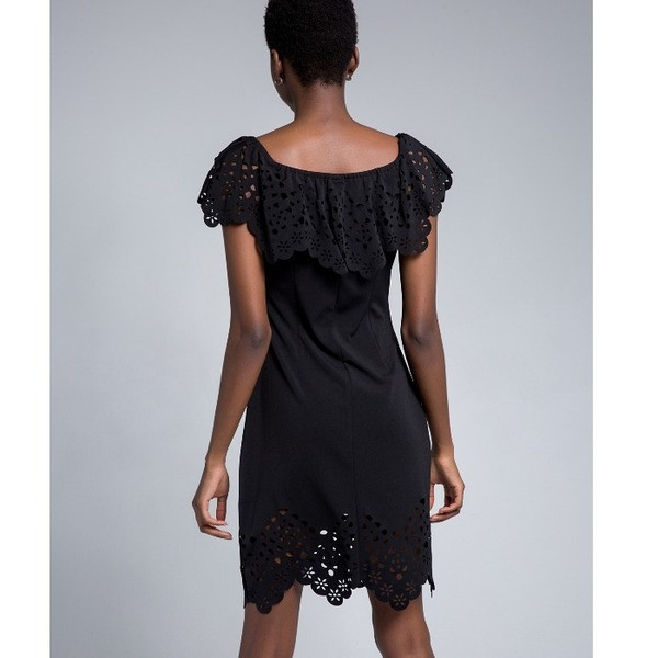 Modern női ruha rövid ujjú fekete és piros színben