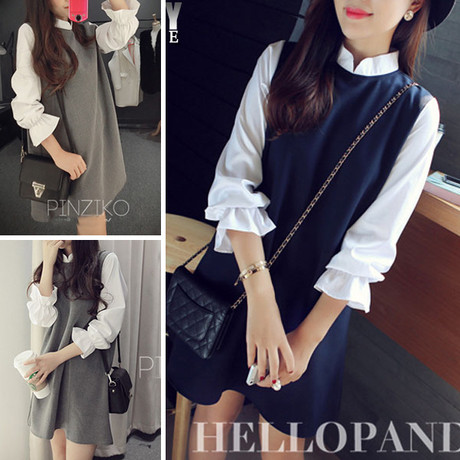 Модерна дамска рокля с О-образно деколте в три цвята