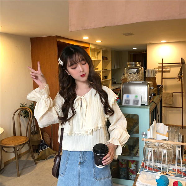 Ρετρό γυναικεία μπλούζα με  δεσμούς σε δύο χώματα