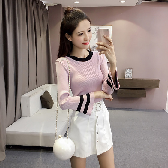 Κομψό γυναικείο πουλόβερ με μανίκια λωτού σε τρία χρώματα