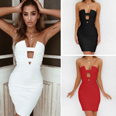 HIT Aktuális női pánt nélküli ruha V-nyakkal több színben