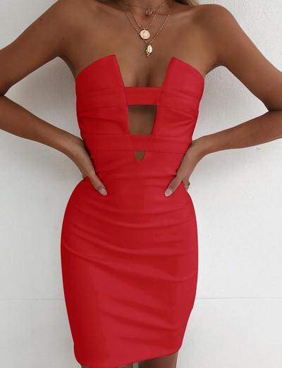 HIT Aktuális női pánt nélküli ruha V-nyakkal több színben