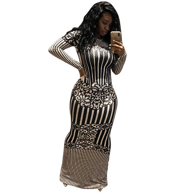 Modern női csíkos ruha hosszú modell