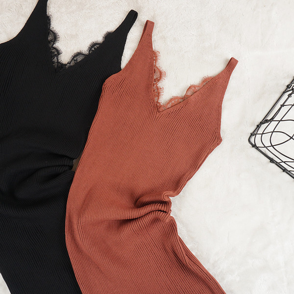 Rochie de dama eleganta Model Slim cu bretele subtiri si dantela in mai multe culori