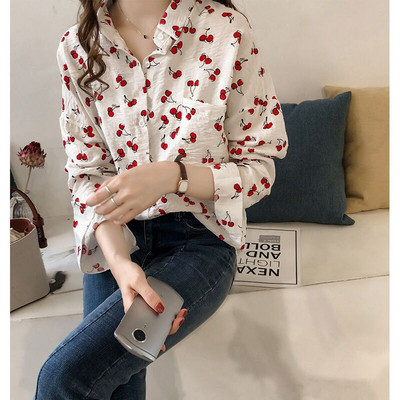 Стилна дамска риза с копчета в бял и розов цвят