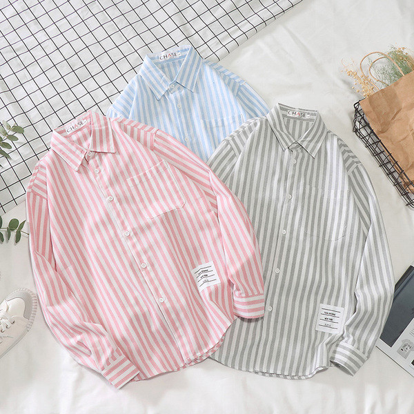 Modern férfi csíkos ing széles modell három színben