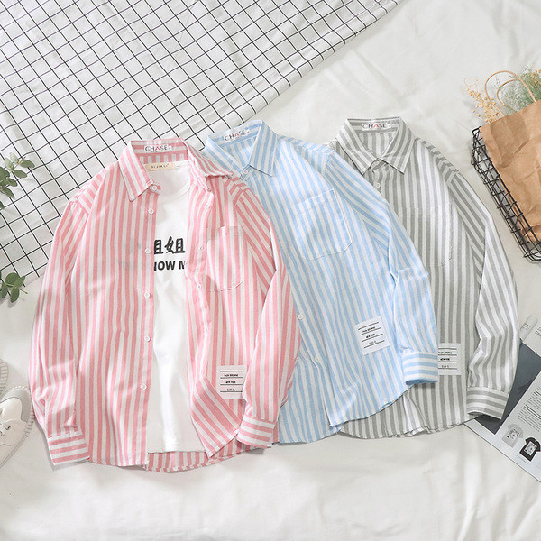 Modern férfi csíkos ing széles modell három színben