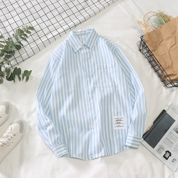 Modern férfi csíkos ing széles modell három színben