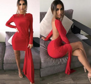 Modern női ruha hosszú ujjal, csupasz háttal több színben