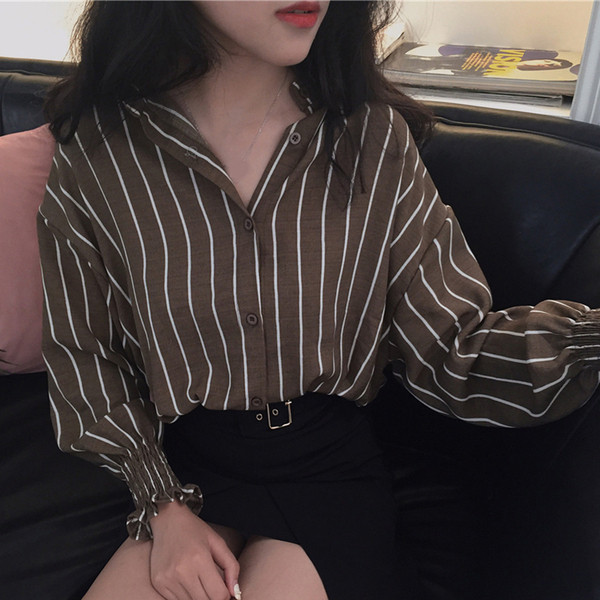 Stílusos csíkos női ing két színben