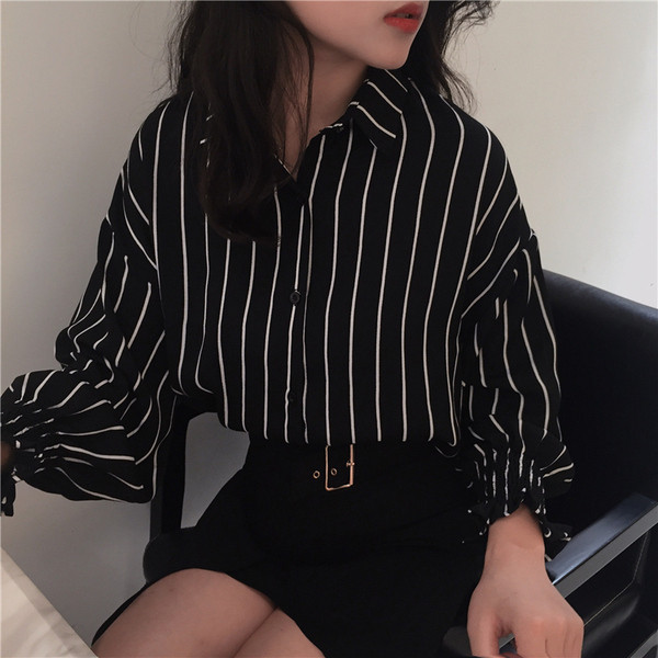 Stílusos csíkos női ing két színben