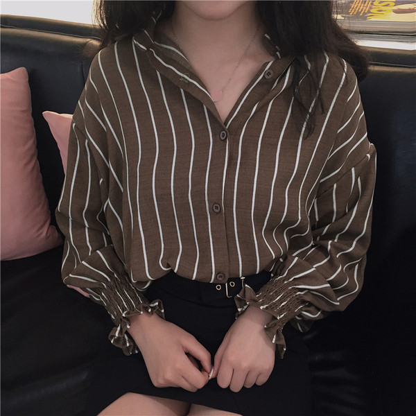 Stílusos csíkos női ing két színben