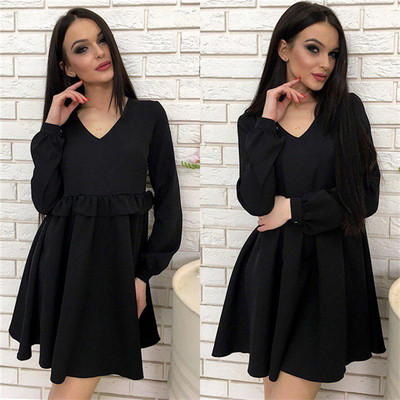 Modern női szabású ruha V-nyakkal több színben