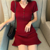 Rochie de dama simpla cu nasturi in trei culori