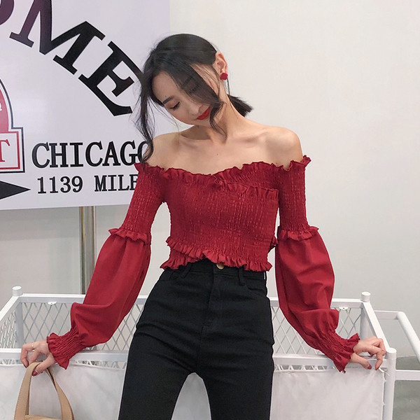 Modern női rövid blúz nyitott váll