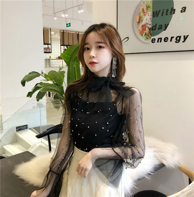 Női elegáns csipkeblúz gyöngyökkel több színben