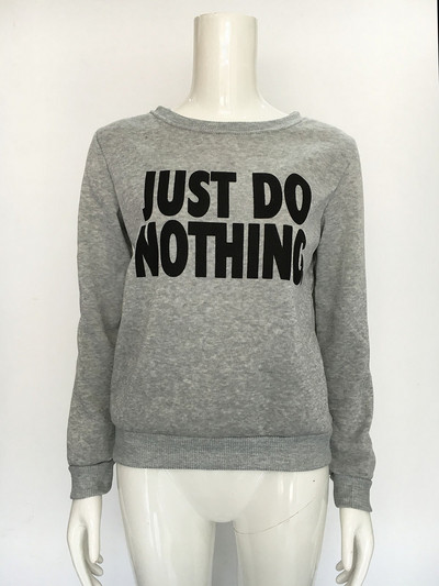 Női sportblúz, hosszú ujjal, szürke felirattal