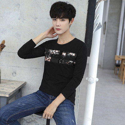 Modern férfi blúz O-alakú gallérral, három színben