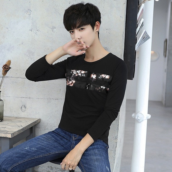 Modern férfi blúz O-alakú gallérral, három színben