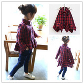 Modern gyerek kockás ing lányoknak kivágott modell