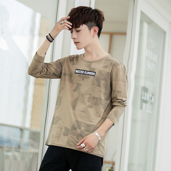 Καθημερινή ανδρική μπλούζα με μακρύ μανίκι και επιγραφές σε τρία χρώματα