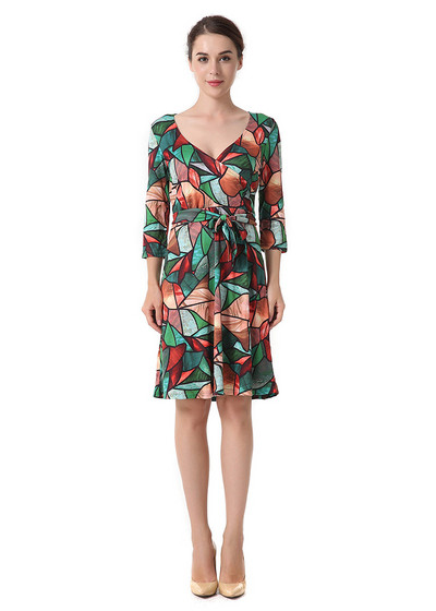 Καθημερινό γυναικείο φόρεμα με 3/4 μανίκι  σε δύο χρώματα