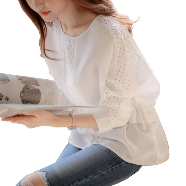 Modern tavaszi fehér blúz nyakkendővel