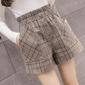 Kockás női nadrág magas derékkal és zsebekkel két színben