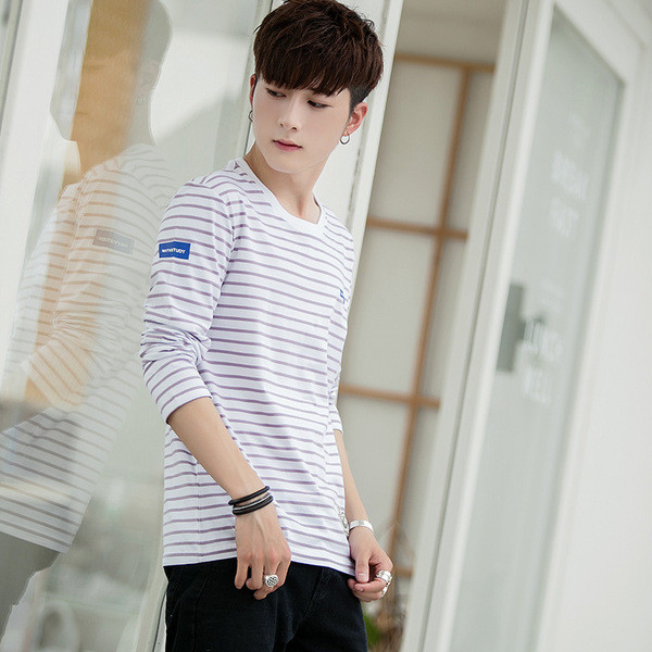 Ανδρική μοντέρνα ριγέ μπλούζα με μακρύ μανίκι σε διάφορα χρώματα