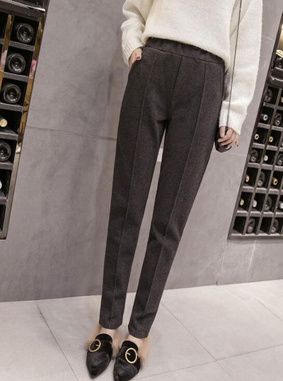 Pantaloni eleganti de dama cu talie elastica in doua culori