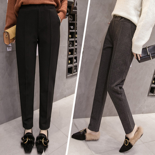 Pantaloni eleganti de dama cu talie elastica in doua culori