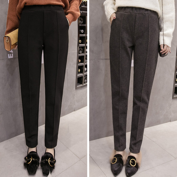 Pantaloni eleganti de dama cu talie elastica in doua culori