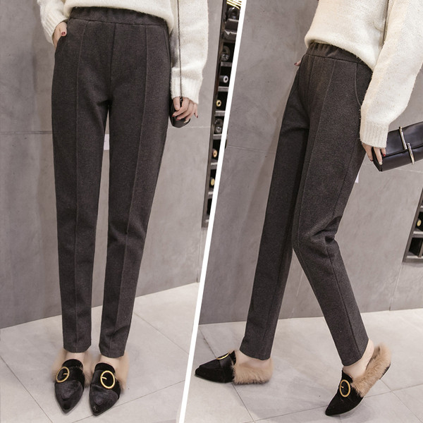 Pantaloni eleganti de dama cu talie elastica in doua culori