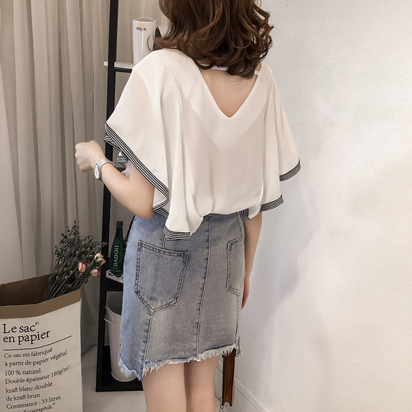 Stílusos női sifon ing lótusz ujjal, két színben