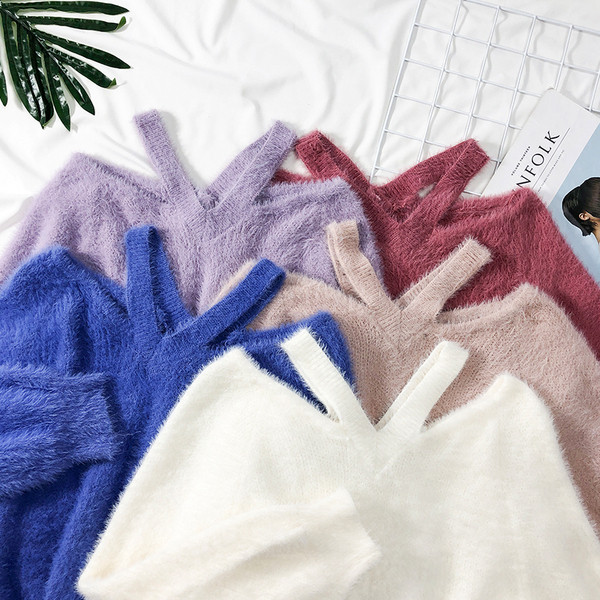 Καθημερινό γυναικείο πουλόβερ με πτώση ώμων