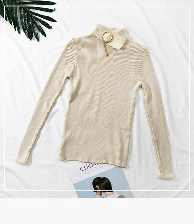 Modern női blúz három színben fém medállal