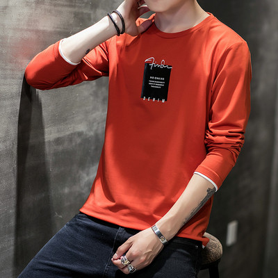 Bluză bărbătească cu aplicație în portocaliu alb și negru